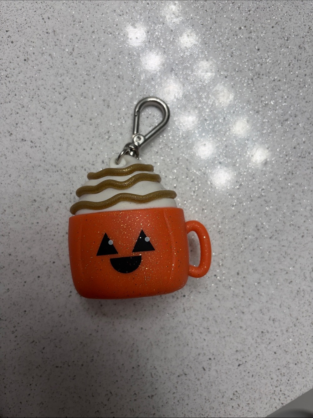 Bath & Body Works Orange Pumpkin Mug Keychain Charm with White Whipped Top